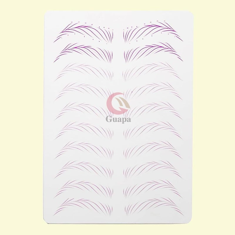 MARLLOGIVA 3 pcs Pink Microblading Hairstroke Practice Skin Hair strokes Pattern Pre-printed Silicone Practice Pad Permanent Makeup Eyebrow Tattoo Latex (White Skin-Purple Outline) - Image 4