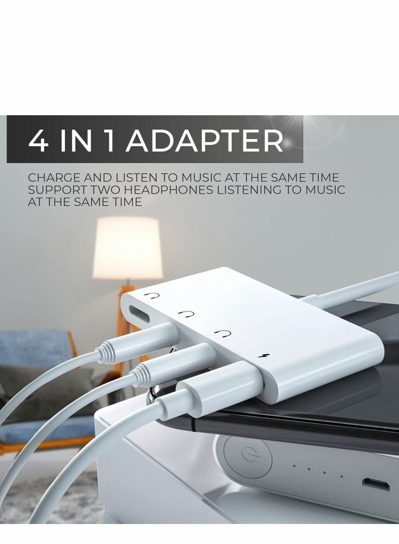 KASTWAVE Headphone Jack Adapter for iPhone, Aux Audio Earphone Splitter 2 Way for iPhone/Pad, 4 in 1 Lighting to 3.5mm Headphone Jack Splitter and Charger Port - Image 2