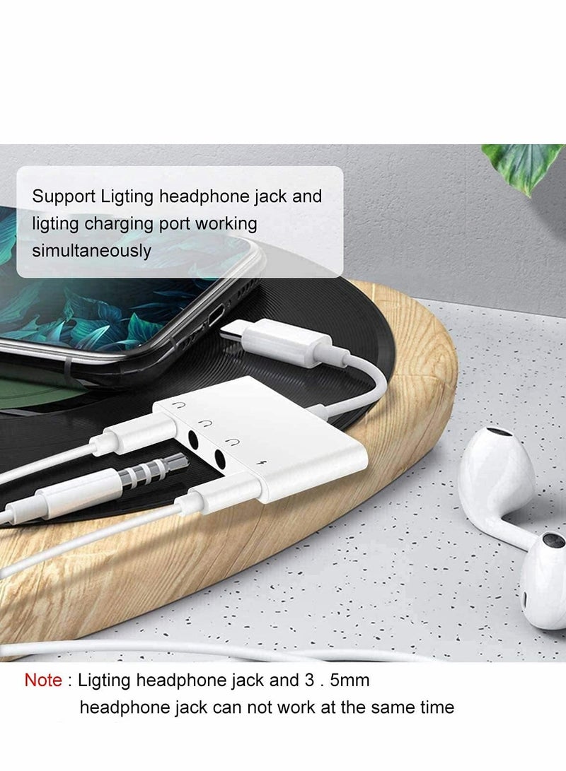 KASTWAVE Headphone Jack Adapter for iPhone, Aux Audio Earphone Splitter 2 Way for iPhone/Pad, 4 in 1 Lighting to 3.5mm Headphone Jack Splitter and Charger Port - Image 3