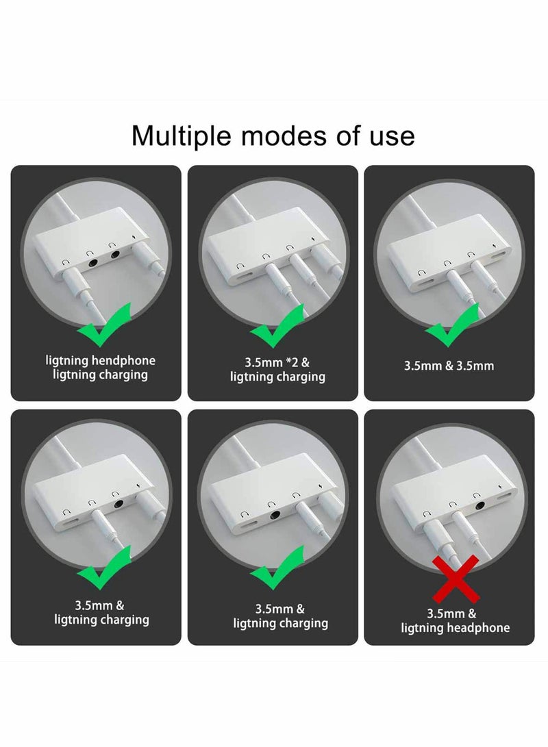 KASTWAVE Headphone Jack Adapter for iPhone, Aux Audio Earphone Splitter 2 Way for iPhone/Pad, 4 in 1 Lighting to 3.5mm Headphone Jack Splitter and Charger Port - Image 5