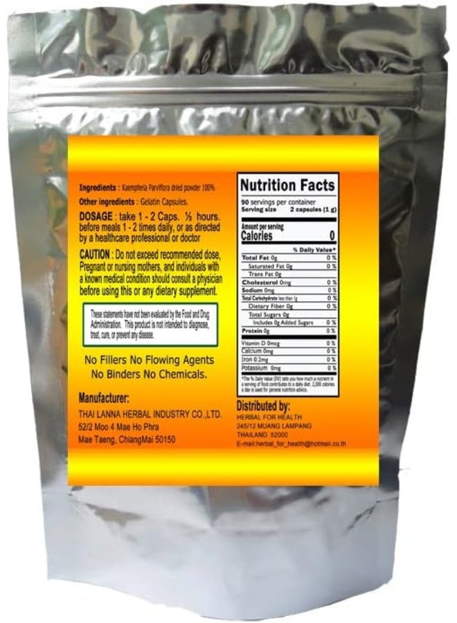 Generic Kaempferia Parviflora-Black Ginger-Black Galangal-Krachai Dum In Thai 500 Mg. 180 Caps.From Thailand  - Image 2