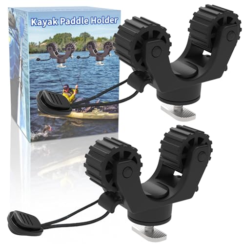 Huntury Kayak Paddle Holder, Kayak Fishing Net Holder, Kayak Fishing Poles Holder, Kayak Track Mount Accessories for Fishing Kayak, Canoe, Paddle Board, 10, Black - Image 1