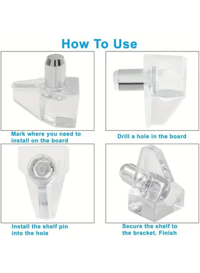 30pcs Clear Plastic Shelf Support Clips with Metal Inserts for Cabinet Storage Organization - Image 4