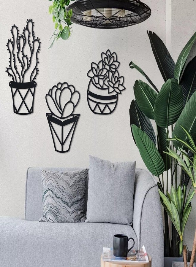 OYEFLY Cactus Metal Wall Art,Modern Metal Wall Decors Plant (3 Pcs) - Image 5
