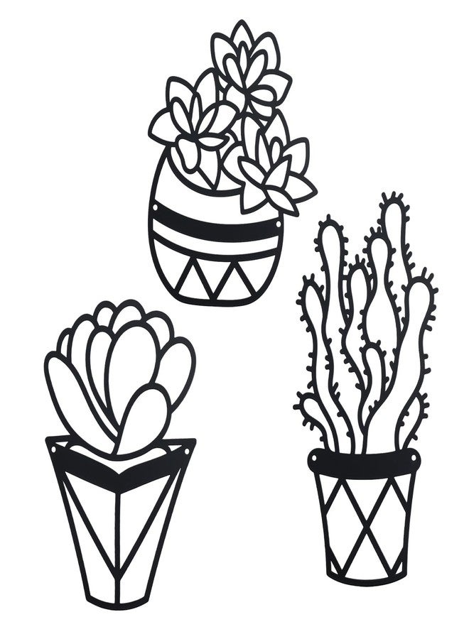 OYEFLY Cactus Metal Wall Art,Modern Metal Wall Decors Plant (3 Pcs) - Image 1