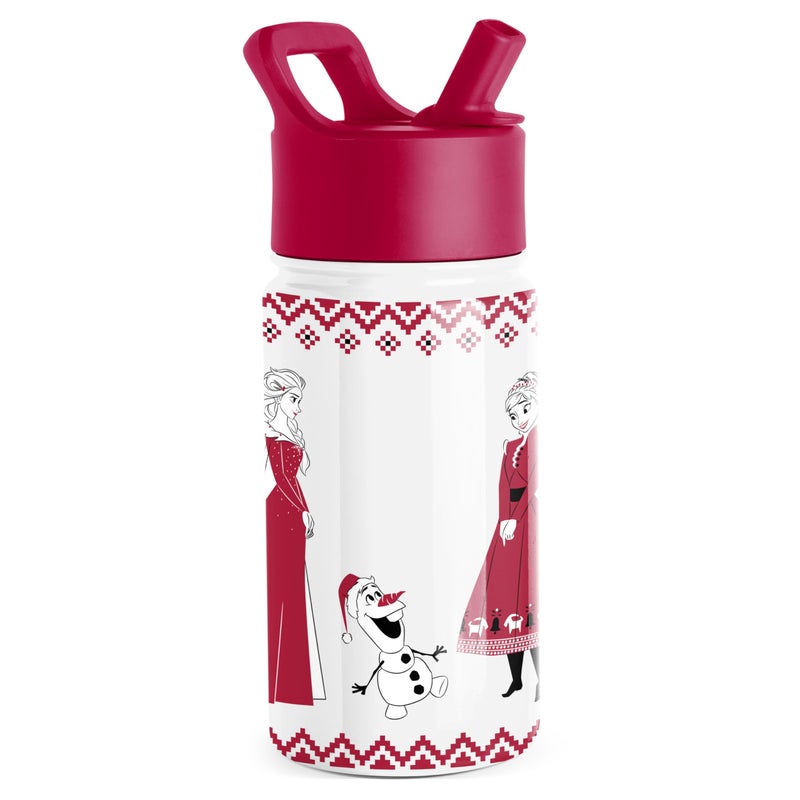 Simple Modern Disney Frozen Kids Water Bottle with Straw Lid 14oz Insulated Stainless Steel Kids Tumbler Spill Proof Toddler Cup for School Girls Boys Summit Frozen Red Dress Winter - Image 2