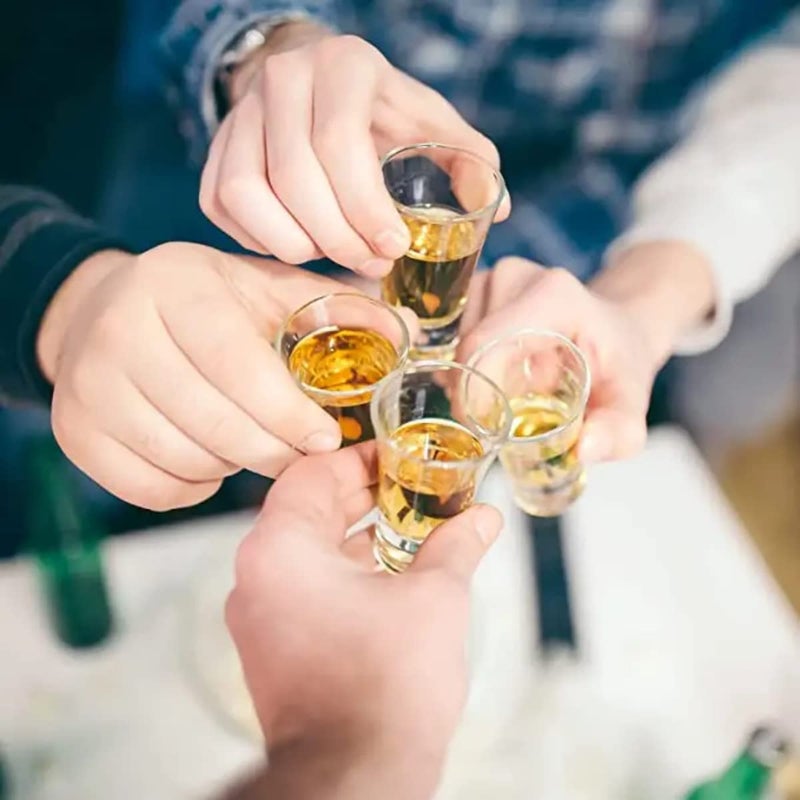 MUAC Premium Heavy Base Shot Glass Set Whisky Shot Glass 35 ML Liquor Glass Spirits Glass Mini Glass Cups Double Side Cordial Glass Tequila Cups Small Glass Shot Cups Pack of 4 - Image 1