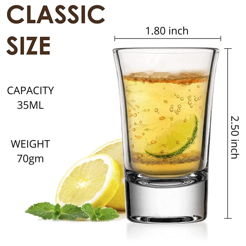 MUAC Premium Heavy Base Shot Glass Set Whisky Shot Glass 35 ML Liquor Glass Spirits Glass Mini Glass Cups Double Side Cordial Glass Tequila Cups Small Glass Shot Cups Pack of 4 - Image 2