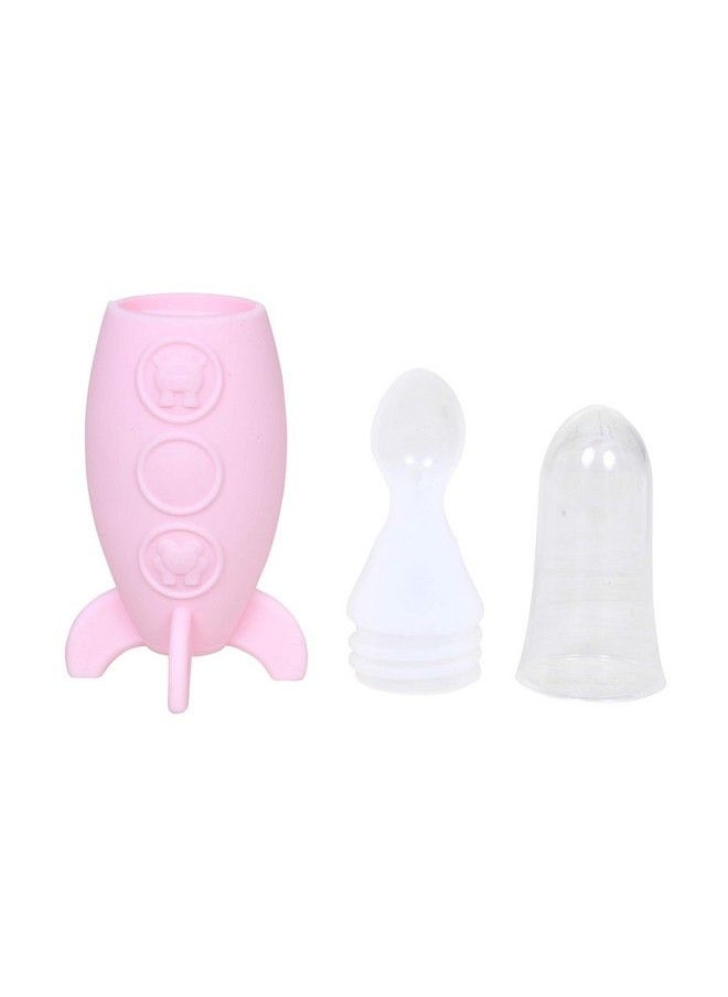 The Little Lookers Rocket Push Type Food Grade Silicone Feeding Spoon Baby Food Rice Paste Feeding Bottle Bpa Free Squeeze Spoon Feeder 90 Ml (Pink")  - Image 4