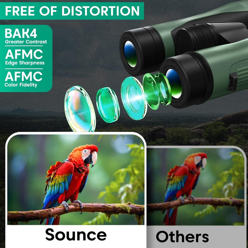 Sounce منظار خفيف الوزن 15x52 UHD للبالغين مع محول هاتف محدث - رؤية كبيرة، منظار مقاوم للماء IPX7 لمشاهدة الطيور، الصيد، المشي، مراقبة النجوم والاستخدام الخارجي (15X52) - Image 4
