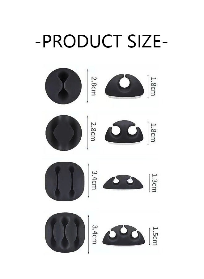 10 Pcs Desktop Cable Storage Porous Clips Holder, Multifunctional Fall Resistance TPR Material Back Adhesive Cord Data Line Organizer, Wire Organizing for Desk, Wall, Nightstand (Black) - Image 2