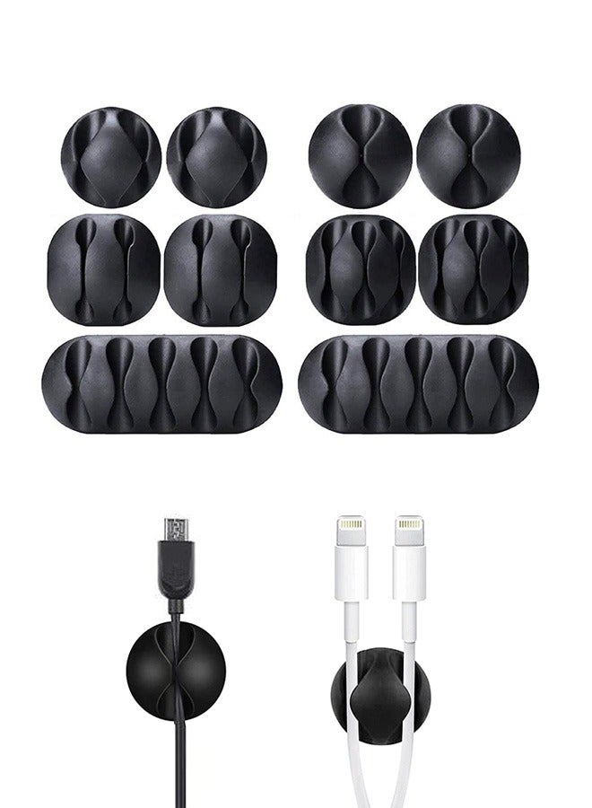 10 Pcs Desktop Cable Storage Porous Clips Holder, Multifunctional Fall Resistance TPR Material Back Adhesive Cord Data Line Organizer, Wire Organizing for Desk, Wall, Nightstand (Black) - Image 1