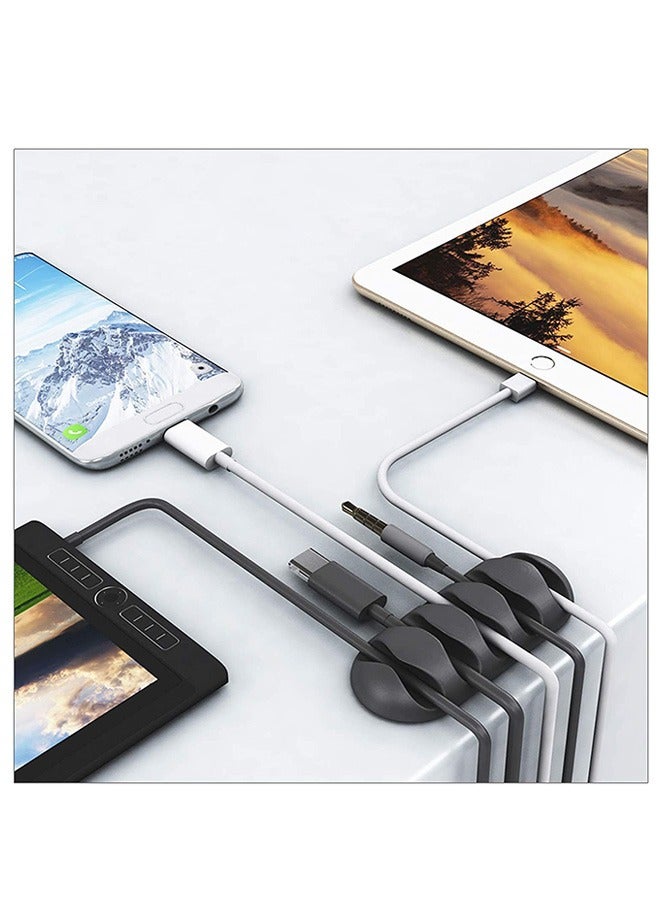 10 Pcs Desktop Cable Storage Porous Clips Holder, Multifunctional Fall Resistance TPR Material Back Adhesive Cord Data Line Organizer, Wire Organizing for Desk, Wall, Nightstand (Black) - Image 4