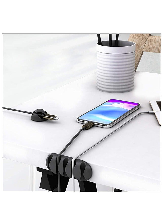 10 Pcs Desktop Cable Storage Porous Clips Holder, Multifunctional Fall Resistance TPR Material Back Adhesive Cord Data Line Organizer, Wire Organizing for Desk, Wall, Nightstand (Black) - Image 5
