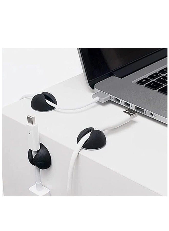 10 Pcs Desktop Cable Storage Porous Clips Holder, Multifunctional Fall Resistance TPR Material Back Adhesive Cord Data Line Organizer, Wire Organizing for Desk, Wall, Nightstand (Black) - Image 3
