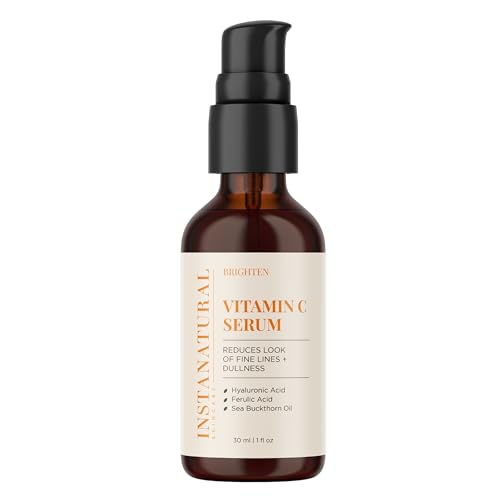 InstaNatural Vitamin C Face Serum Brightens Hydrates and Reduces Signs of Aging with Vitamin C Hyaluronic and Ferulic Acid 1 FL Oz