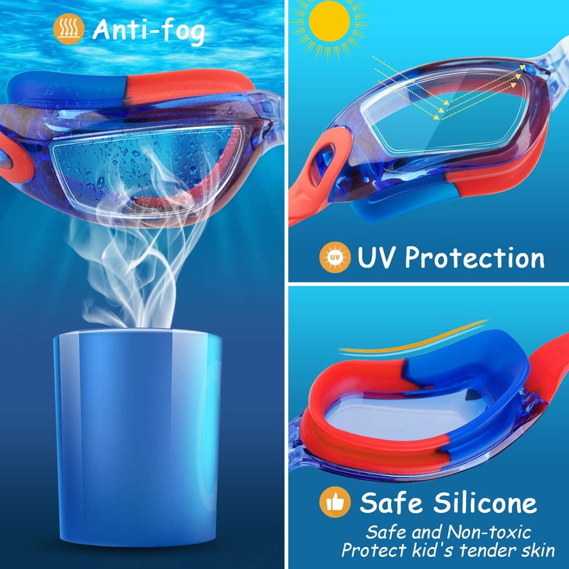 COOLOO Kids Swim Goggles, 2 Packs Swimming Goggles for Kids Girls Boys and Child Age 4-16 - Image 3