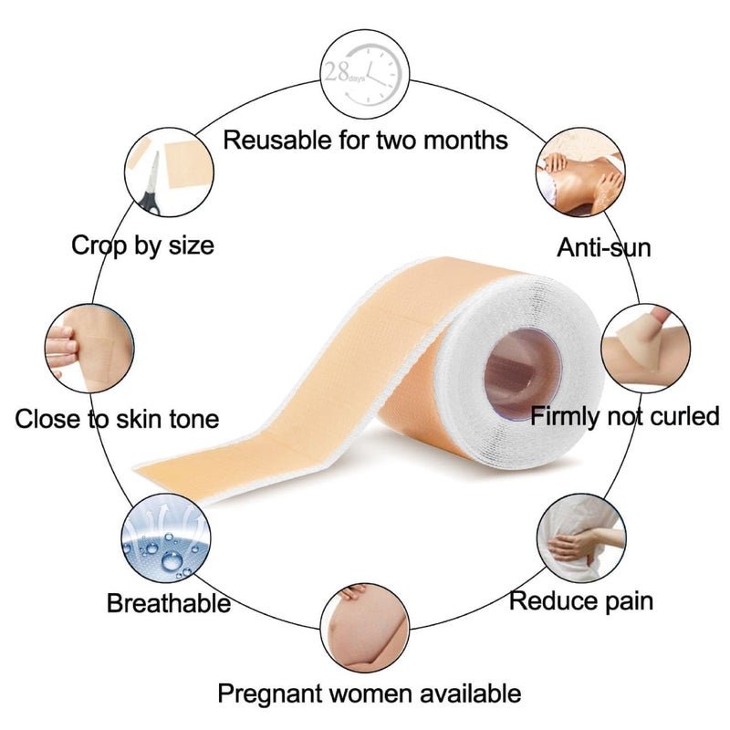 SOLARAE أوراق سيليكون لعلاج الندبات، شريط سيليكون لعلاج الندبات، أوراق إزالة الندبات الجراحية، علاج الكيلويد، جراحة القيصرية، الحروق، شد البطن، شريط جل السيليكون الناعم لعلاج الندبات (3 متر) - Image 3