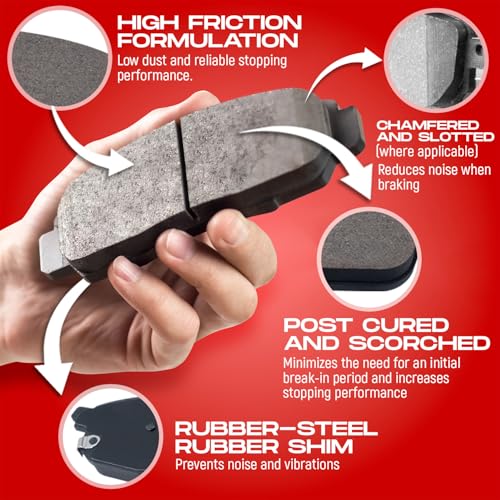 R1 Concepts Front Brakes and Rotors Kit |Front Brake Pads| Brake Rotors and Pads| Peformance Sport Brake Pads and Rotors |Hardware|fits 2008-2015 Mitsubishi Lancer - Image 5