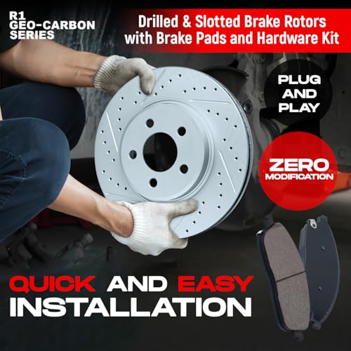 R1 Concepts Front Brakes and Rotors Kit |Front Brake Pads| Brake Rotors and Pads| Peformance Sport Brake Pads and Rotors |Hardware|fits 2008-2015 Mitsubishi Lancer - Image 4