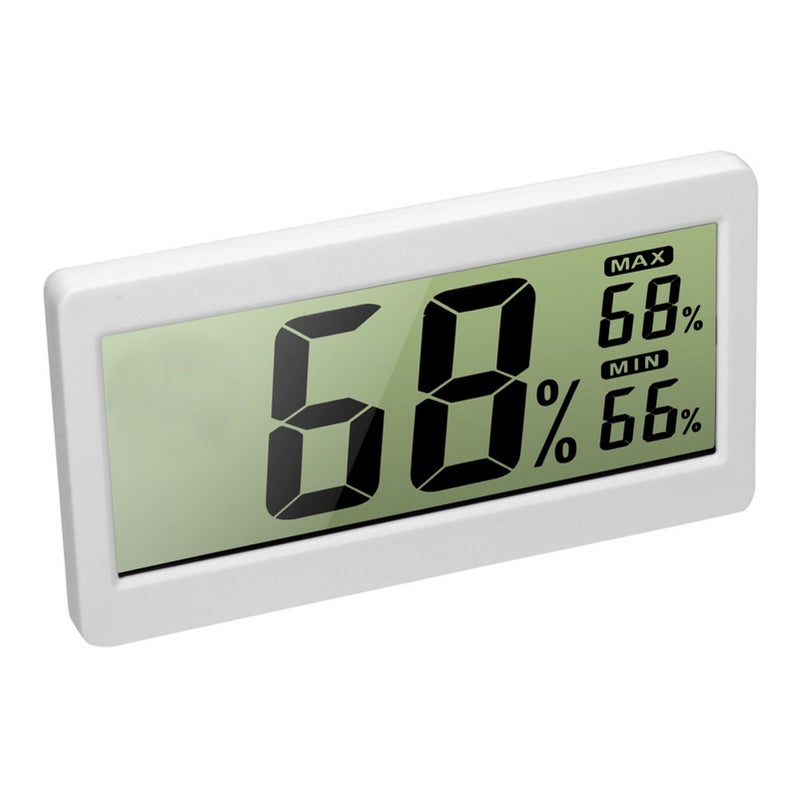 Digital Temperature & Humidity Meter: White Mini Accurate Measurement Tool - LCD Large Screen Convertible Celsius Fahrenheit Indicator with Comfort Icon for Indoor Outdoor Environment Monitoring - Image 1