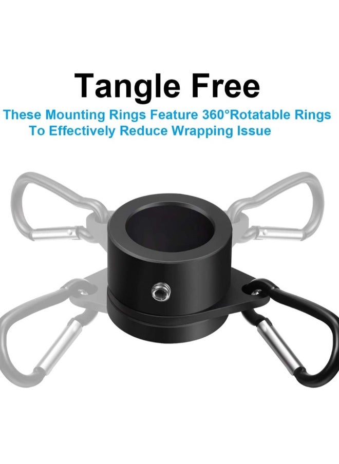 Generic Aluminum Flag Pole Rings Set of 4 Anti Wrap Clip Hooks 360 Degree Rotatable for 1 Inch Flag Poles Black  - Image 2