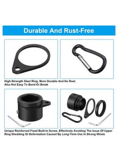 Generic Aluminum Flag Pole Rings Set of 4 Anti Wrap Clip Hooks 360 Degree Rotatable for 1 Inch Flag Poles Black  - Image 1