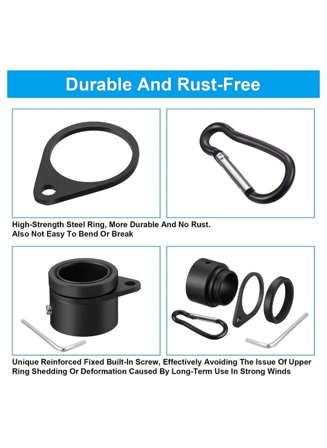 Generic Aluminum Flag Pole Rings Set of 4 Anti Wrap Clip Hooks 360 Degree Rotatable for 1 Inch Flag Poles Black  - Image 1