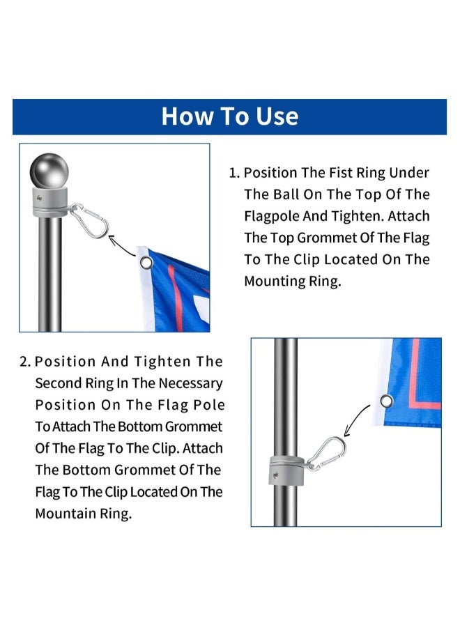 Generic Aluminum Flag Pole Rings Set of 4 Anti Wrap Clip Hooks 360 Degree Rotatable for 1 Inch Flag Poles Black  - Image 5