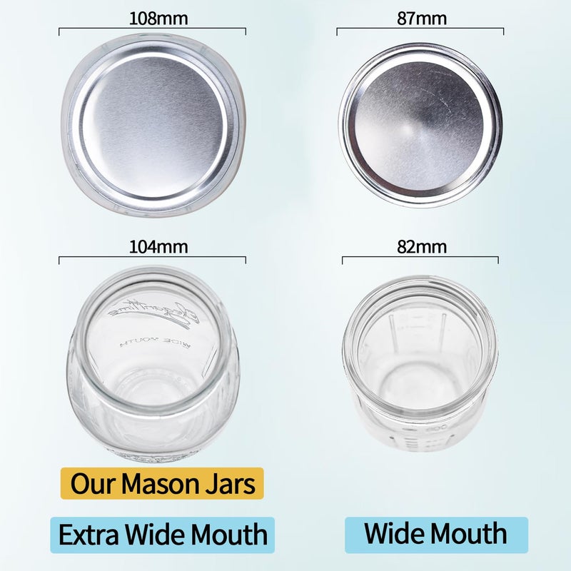 eleganttime 128 oz Mason Jars Extra Wide Mouth 2 Pack, 1 Gallon Glass Large Jars with Airtight Lid, Safe for Food Storage,Curing, Fermentation and Preservation(Not standard wide mouth) - Image 3