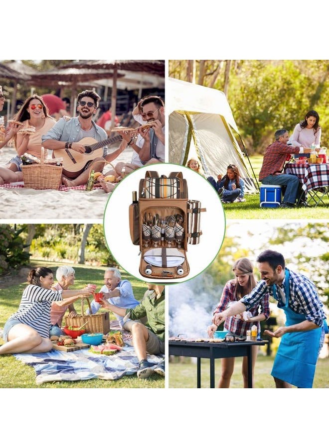 Hap Tim Picnic Backpack Cooler for 4 Person with Insulated Leakproof Cooler Bag, Wine Holder, Fleece Blanket, Cutlery Set,Perfect for Beach, Day Travel, Hiking, Camping, BBQs, Family and Lovers Gifts - Image 5