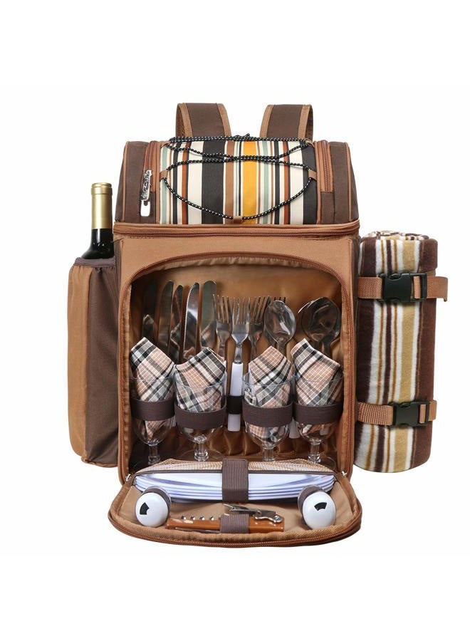 Hap Tim Picnic Backpack Cooler for 4 Person with Insulated Leakproof Cooler Bag, Wine Holder, Fleece Blanket, Cutlery Set,Perfect for Beach, Day Travel, Hiking, Camping, BBQs, Family and Lovers Gifts - Image 1