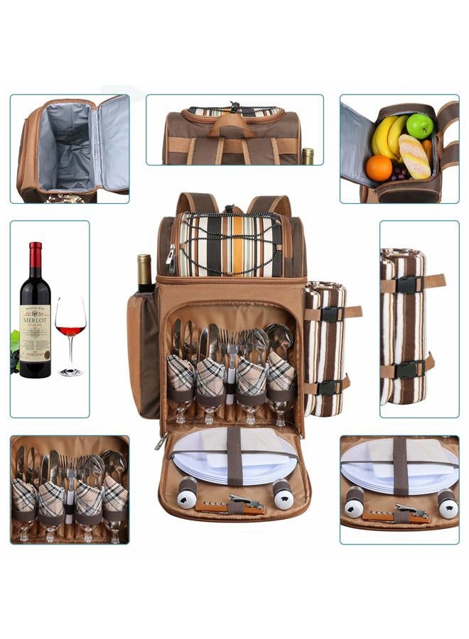 Hap Tim Picnic Backpack Cooler for 4 Person with Insulated Leakproof Cooler Bag, Wine Holder, Fleece Blanket, Cutlery Set,Perfect for Beach, Day Travel, Hiking, Camping, BBQs, Family and Lovers Gifts - Image 2