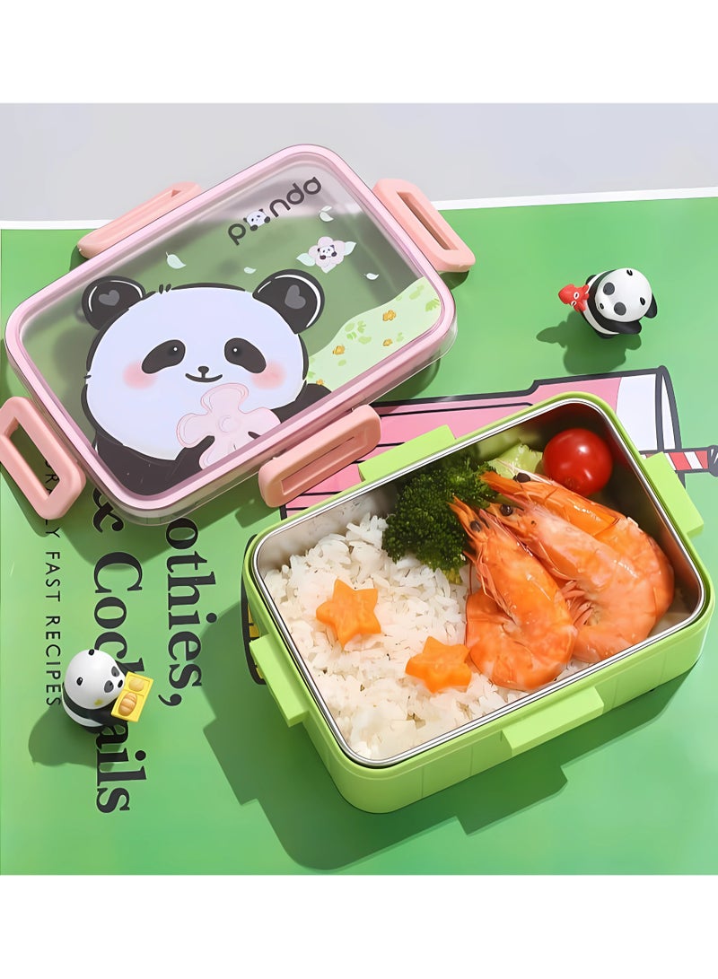 Twisoo Bento Stainless Steel Lunch Box BPA Free Leakproof With Soup Bowl - Lunch Box For Girls - Kids Lunch Box For School - Back to School Lunch Boxes Spill proof Clip Lock 600ml (Panda) - Image 3