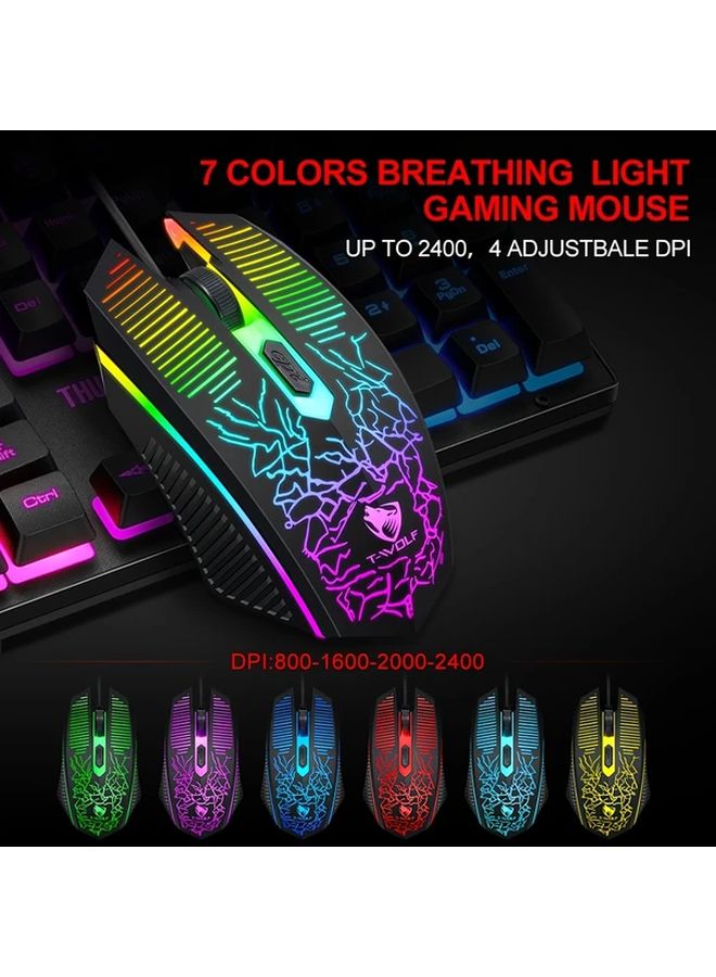TF310 RGB Backlit Wired Keyboard Mouse Set 104 Keys USB Plug in for PC Laptop Gaming - Image 3