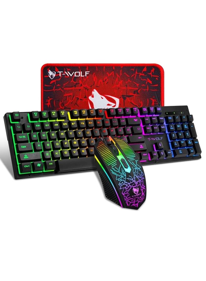 TF310 RGB Backlit Wired Keyboard Mouse Set 104 Keys USB Plug in for PC Laptop Gaming - Image 1