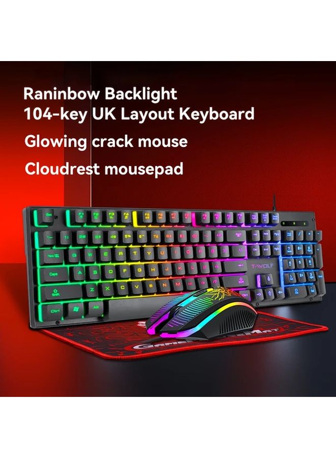 TF310 RGB Backlit Wired Keyboard Mouse Set 104 Keys USB Plug in for PC Laptop Gaming - Image 4