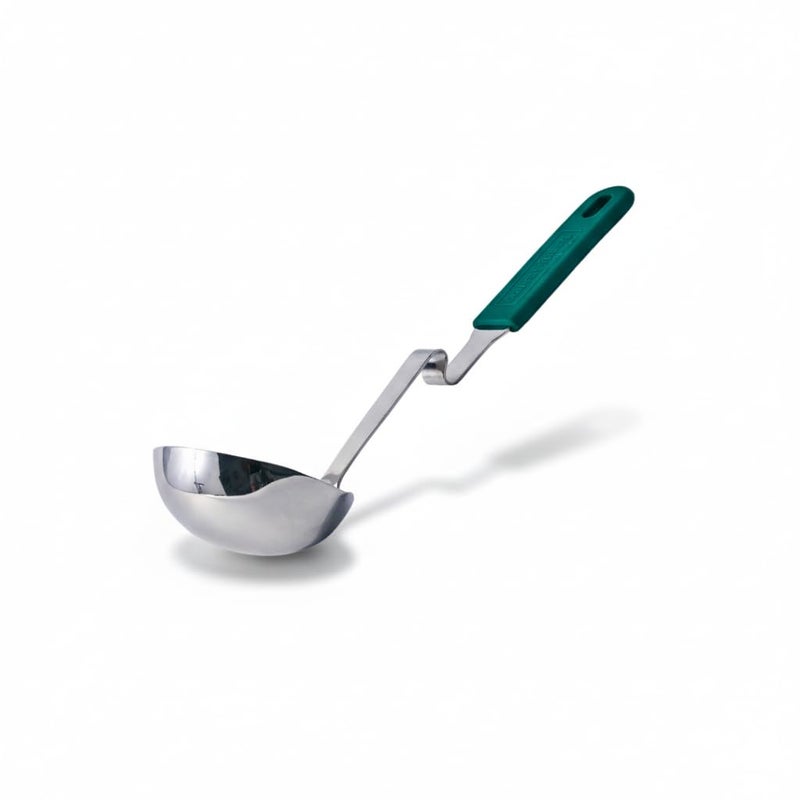 Souper Cubes + Lori Greiner No Mess Stainless Steel Soup Ladle with Silicone Handle - Metal Soup Ladle with No Mess Design That Hooks on Side of Any Pot - Kale