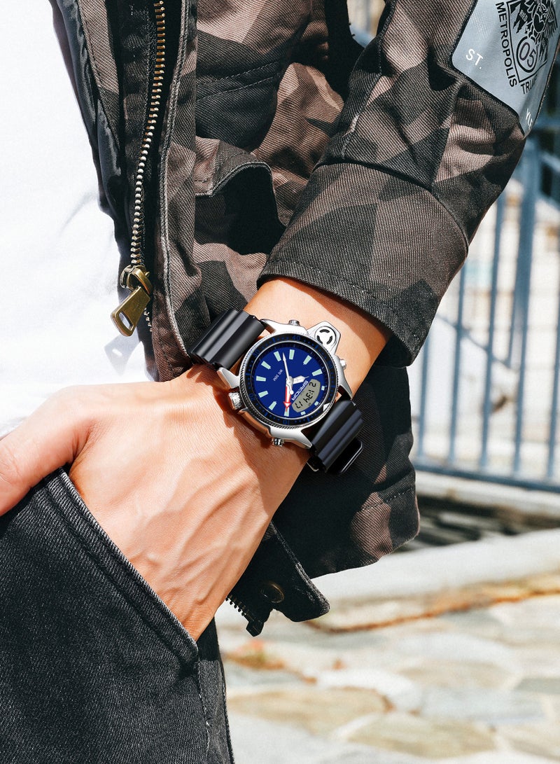 ساندا ساعات الرياضية الرجالية الإلكترونية التناظرية المقاومة للماء حتى عمق 50 مترًا للرجال - Image 3