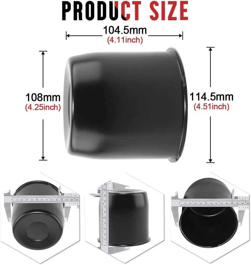 RTRHINOTUNING 4PCS 108mm Push Through Wheel Center Caps Matte Black Rim Center Caps for 4.25" Truck Trailer RV SUV Wheels Center Bores - Image 2