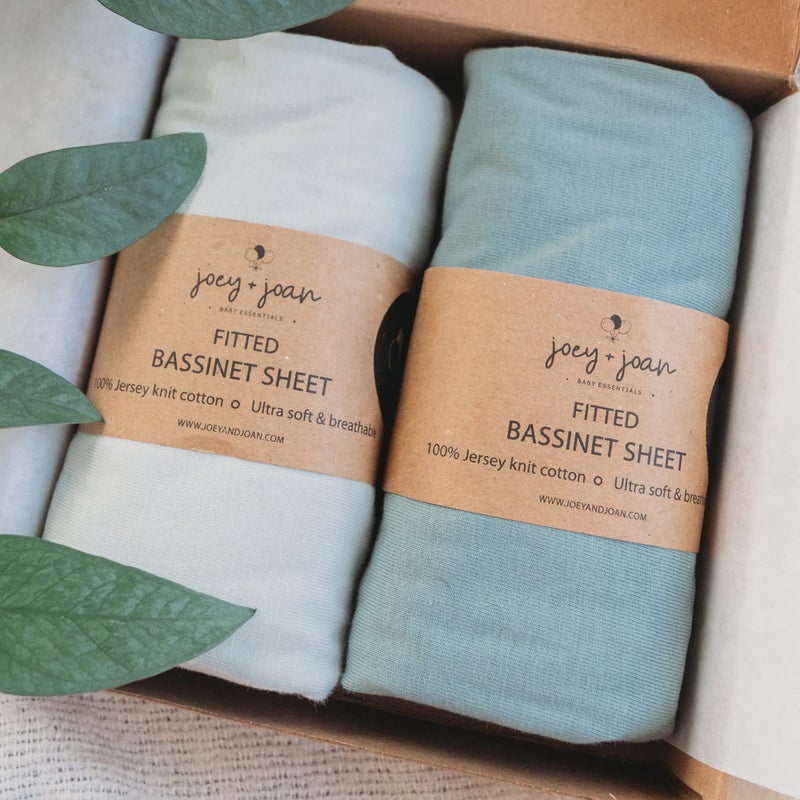 Joey + Joan Bassinet Fitted Sheets for Chicco LullaGo Anywhere Baby Bjorn Cradle and 14 x 29 Mattress Pad  Snuggly Soft 100 Jersey Cotton  Light  Dark Sage Green  2 Pack