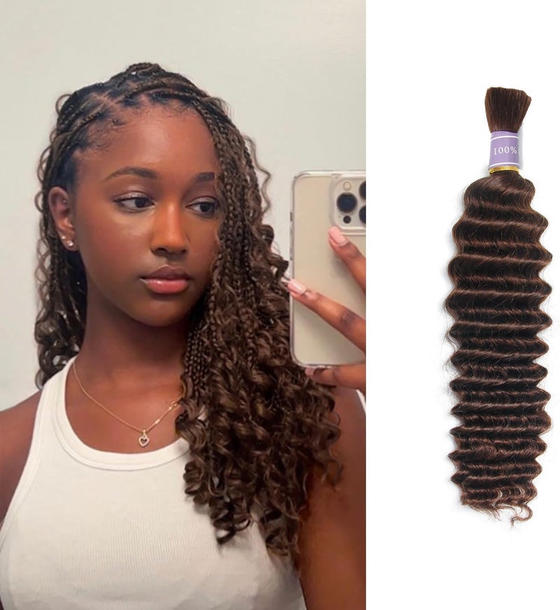 DSOAR 16 Inch Human Hair for Braiding Hair Bulk Braid Extensions Deep Wave Boho Human Braiding Hair No Weft Micro Braiding Human Hair 100g - Image 1