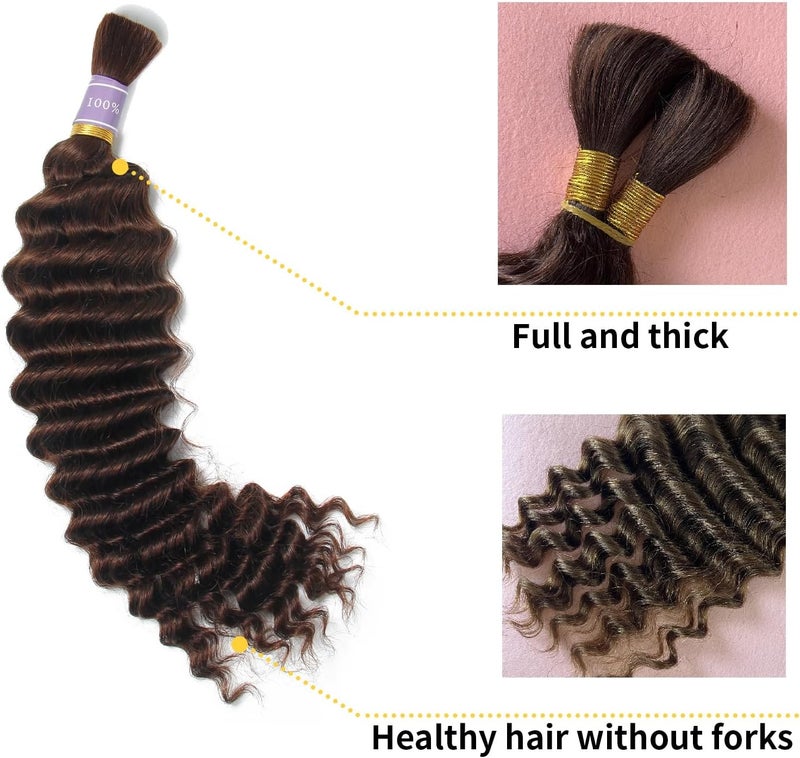 DSOAR 16 Inch Human Hair for Braiding Hair Bulk Braid Extensions Deep Wave Boho Human Braiding Hair No Weft Micro Braiding Human Hair 100g - Image 3