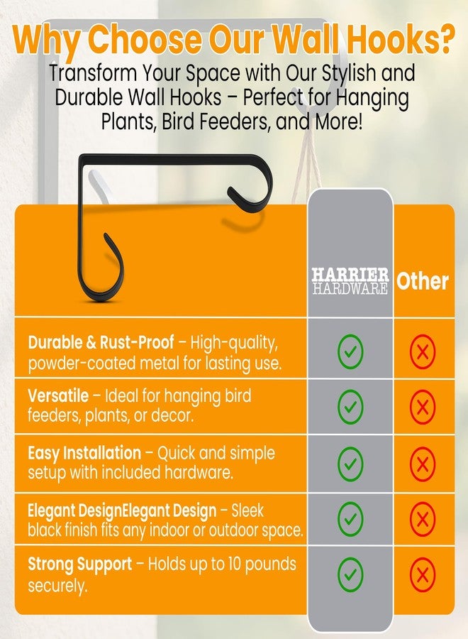 Harrier Hardware Harrier 6-Inch Metal Plant Bracket, Black, 2 Pack - Image 5