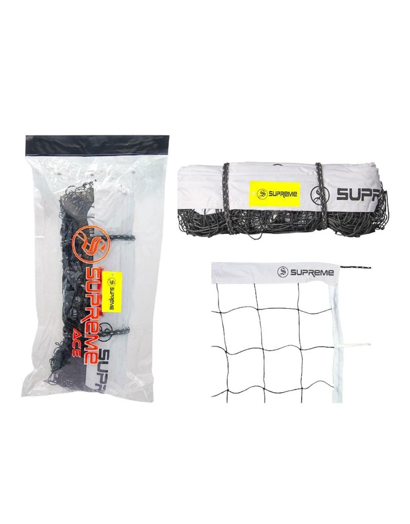 SUPREME Volleyball Net Ace 911 (4 Side Tape) Heavy Duty Machine Made Volleyball Net (Black, White). (Pack of 01) - Image 2