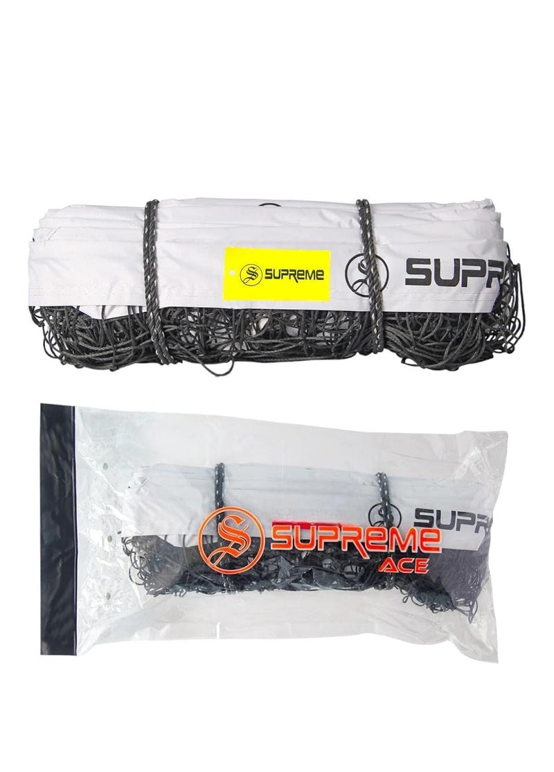 SUPREME Volleyball Net Ace 911 (4 Side Tape) Heavy Duty Machine Made Volleyball Net (Black, White). (Pack of 01) - Image 3