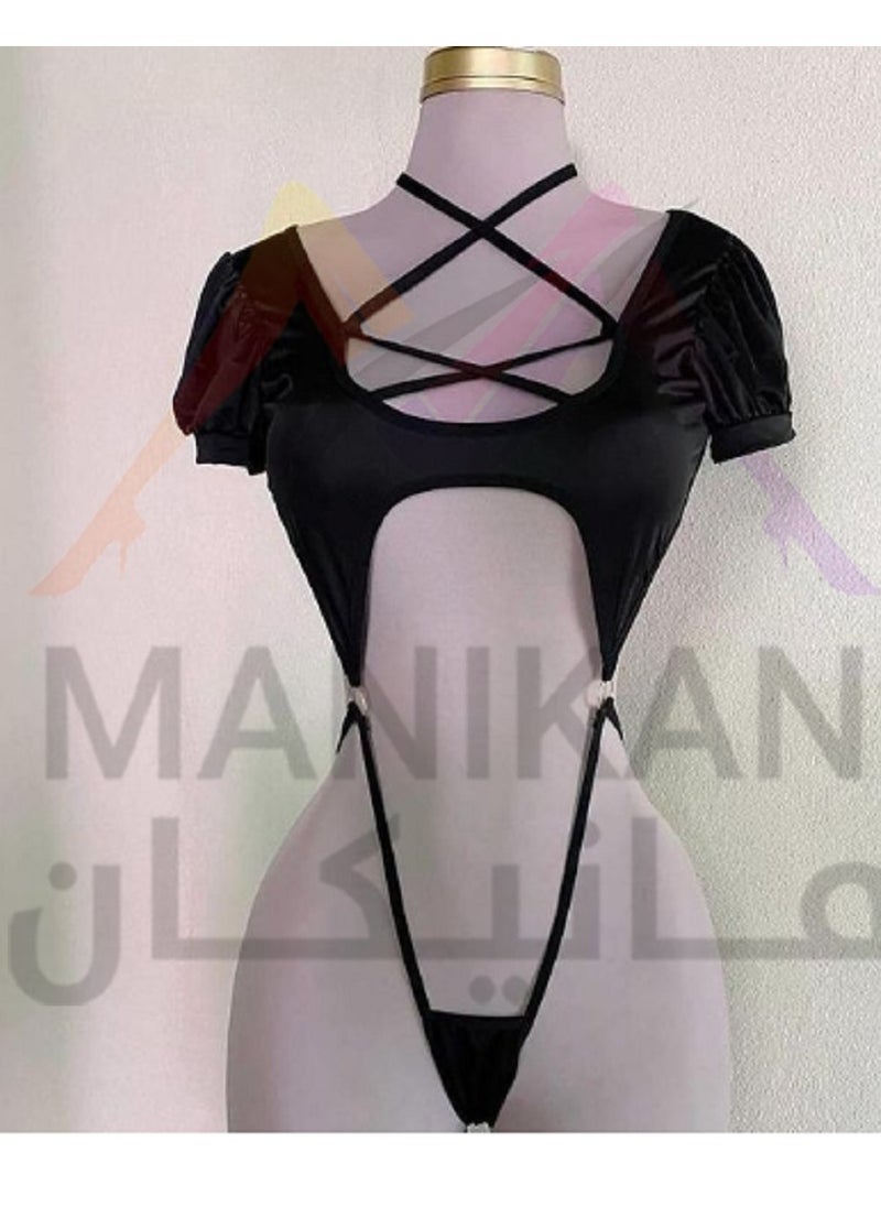 MANIKAN MANIKAN Women's lingerie suit made of soft cotton with ties at the chest and backless  - Image 5