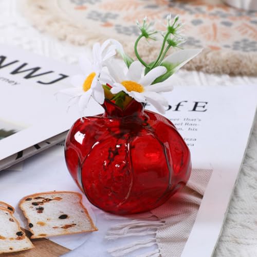BESPORTBLE Pomegranate Decor Vase Small Plastic Flower Vase Hydroponics Planter Red Christmas Decor for Table Wedding Home Decoration - Image 3