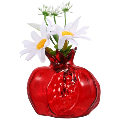 BESPORTBLE Pomegranate Decor Vase Small Plastic Flower Vase Hydroponics Planter Red Christmas Decor for Table Wedding Home Decoration - Image 1