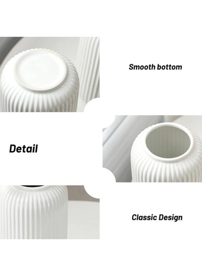 بتيمفم مزهرية زهور خزفية بيضاء عصرية، مزهرية مزخرفة منقوشة لغرفة المعيشة، ديكور منزلي بسيط للزهور والنباتات الخضراء - Image 2